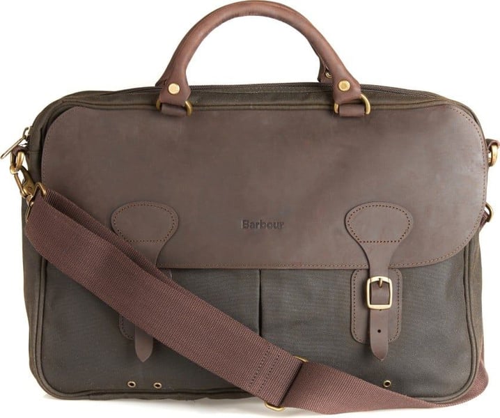 Barbour Wax Leather Briefcase Olive | Widforss