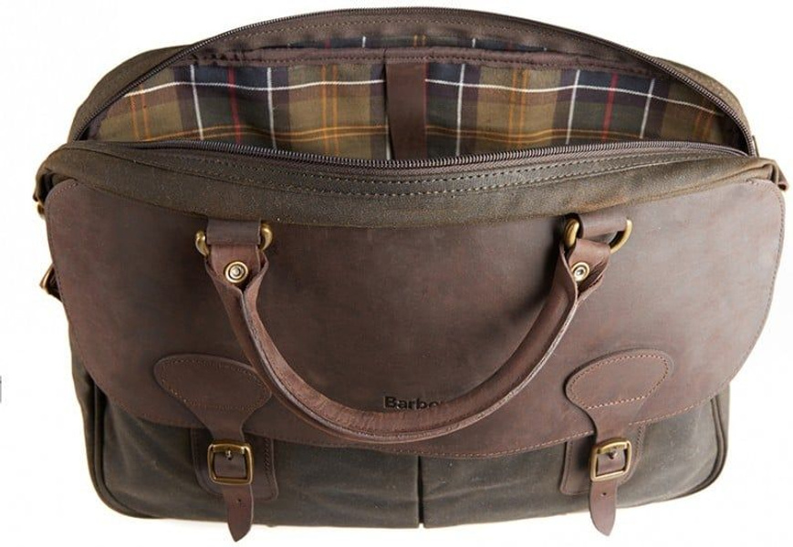 Barbour Wax Leather Briefcase Olive | Widforss