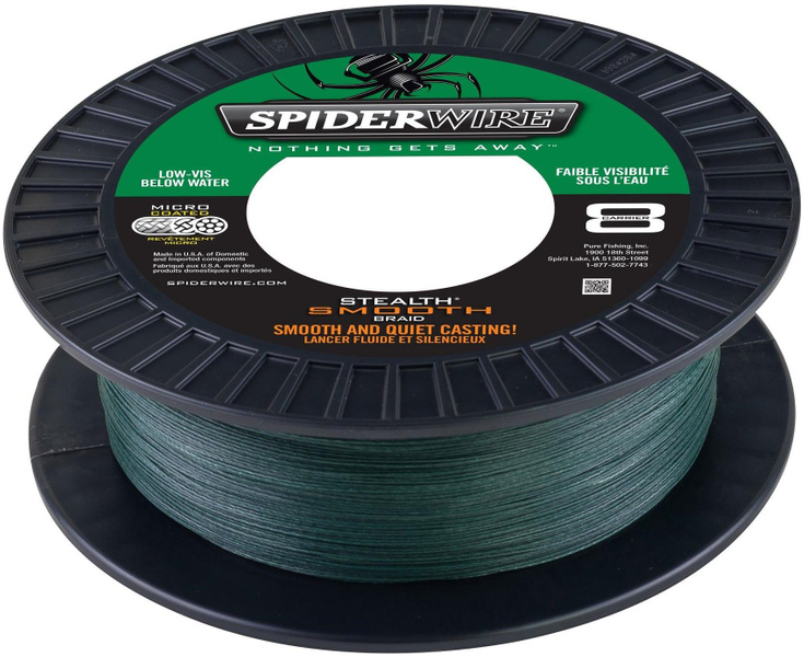 SPIDERWIRE Stealth Smooth 12 Tresse – Fil De Pêche Tressé Dyneema 150 M, Résistance 5,4-46,3 Kg