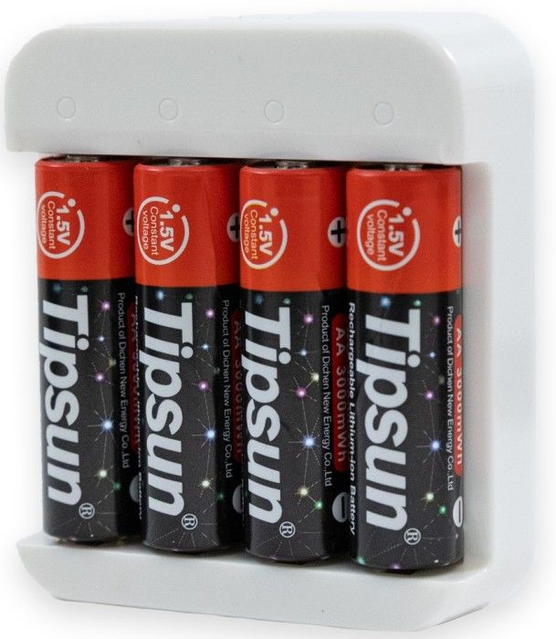 Tipsun 1.5V AA Ladattavat akut Lithium-ion, valkoinen