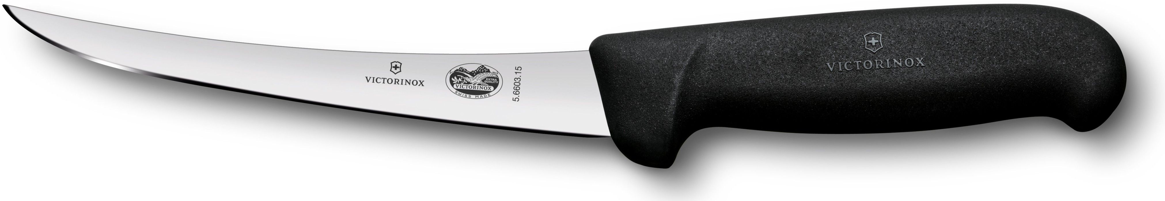 Victorinox Urbeningskniv 15 cm Svart Fibrox med smalt sv&auml;ngt sk&auml;r