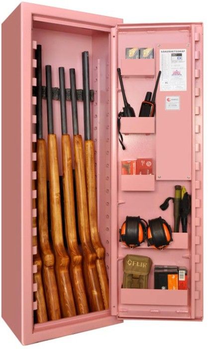 Scandinavian Safe SP66E Vapenskåp Rosa för 3-6 vapen med elkodlås + LED lampa