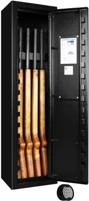Scandinavian Safe SP4E Svart Vapenskåp för 1-5 vapen med elkodlås + LED lampa