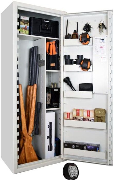 Scandinavian Safe SP88E Vapenskåp Vit för 8-16 vapen med elkodlås och brandbox