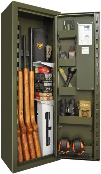 Scandinavian Safe SP66E Grön för 3-6 vapen med elkodlås+ Widforss keps + LED lampa