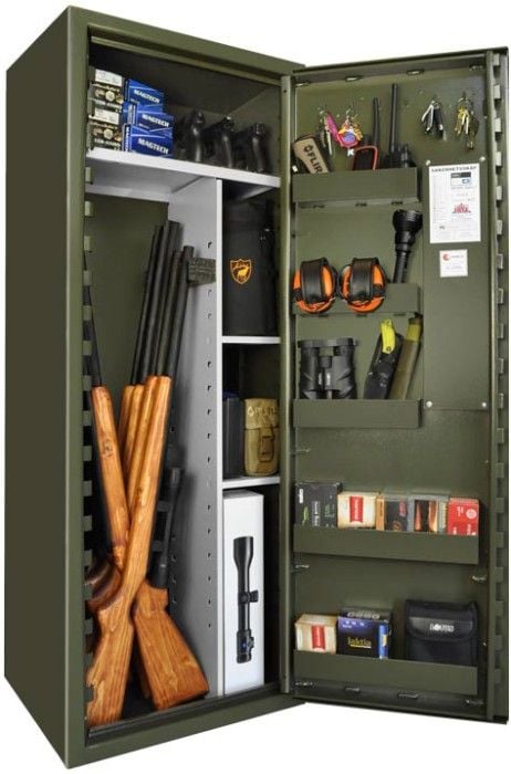 Scandinavian Safe SP88E Grön för 8-16 vapen med elkodlås + Widforss keps + LED lampa