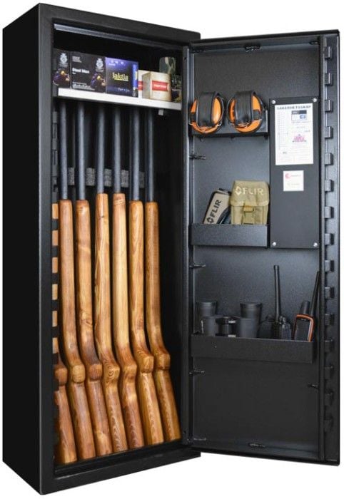 Scandinavian Safe SP8 Mini Svart för 4-8 vapen med nyckel+ LED lampa+ Magnetiskt hyllplan