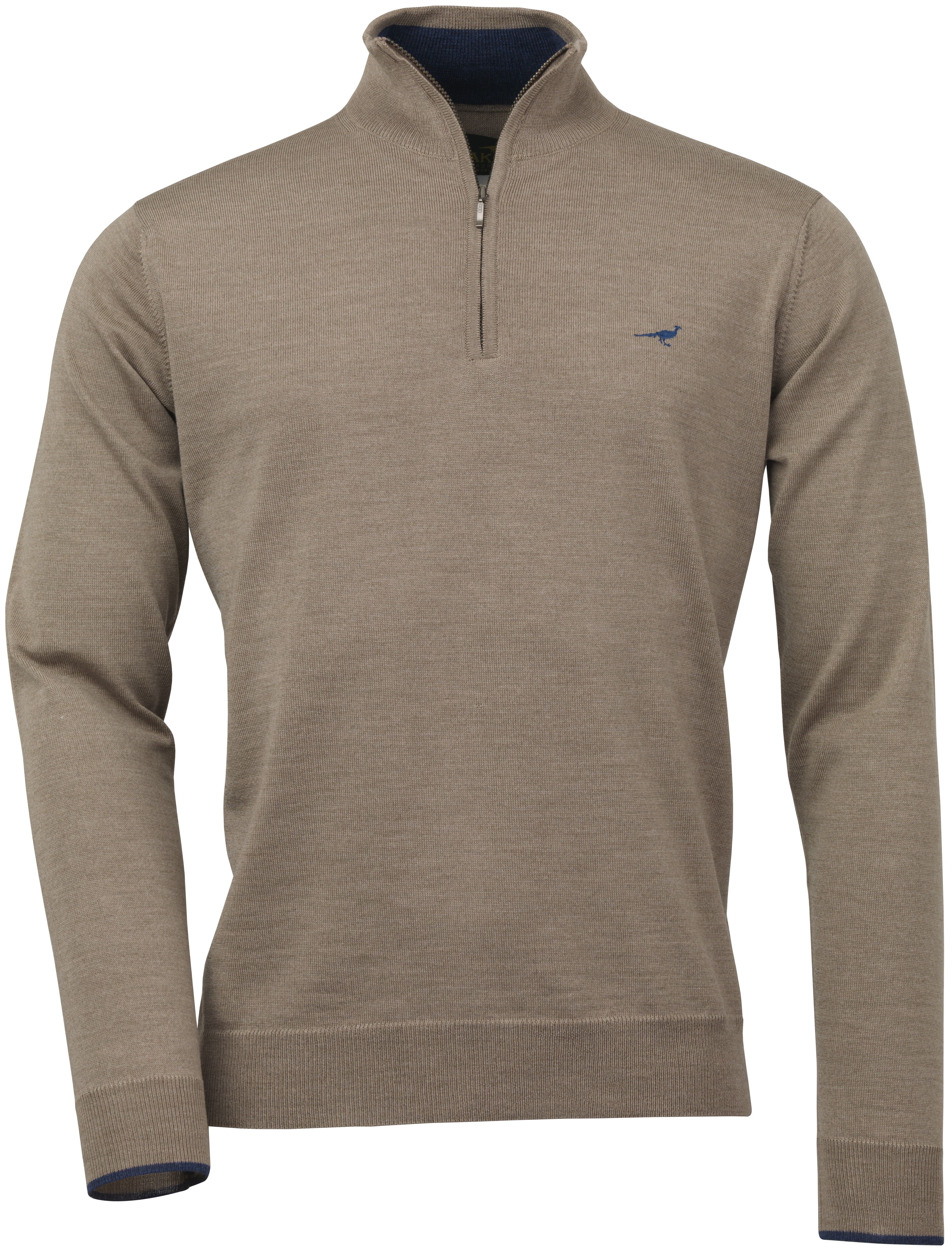 Laksen Norfolk Zip-Neck merinovillapusero, hiekanruskea