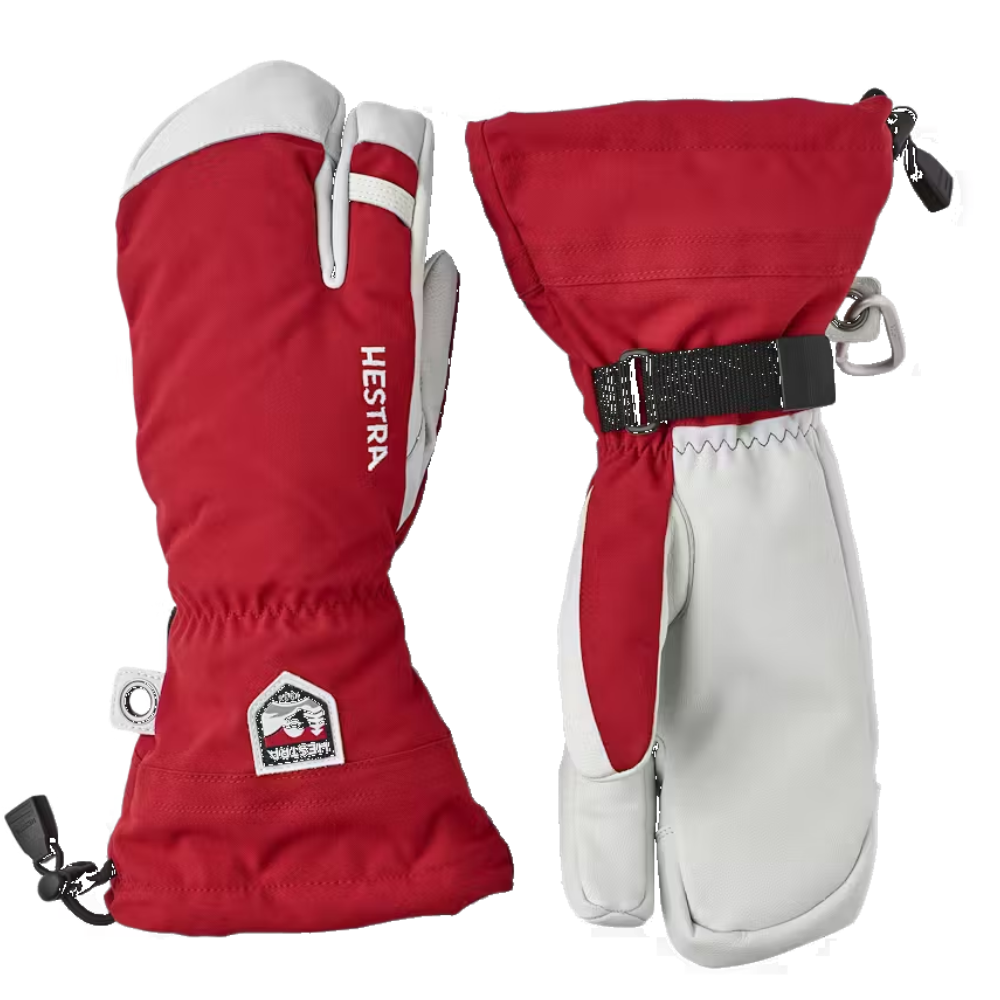Hestra Army Leather Heli Ski 3 Finger Red