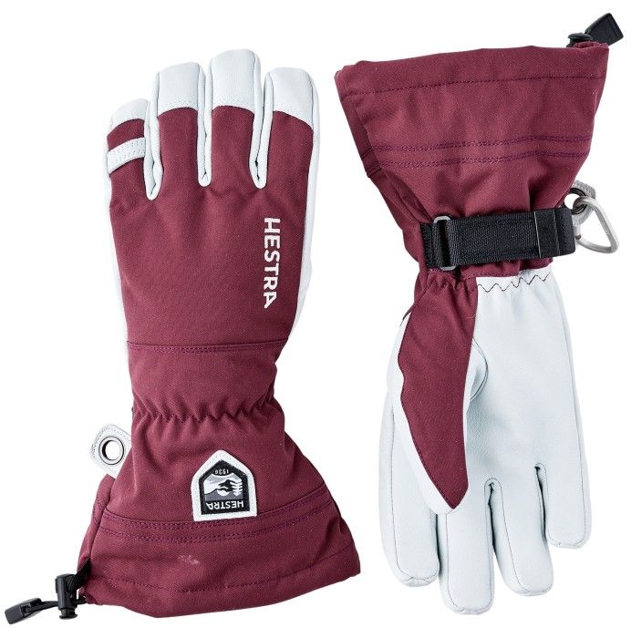 Hestra Army Leather Heli Ski 5 Finger hanska, Bordeaux
