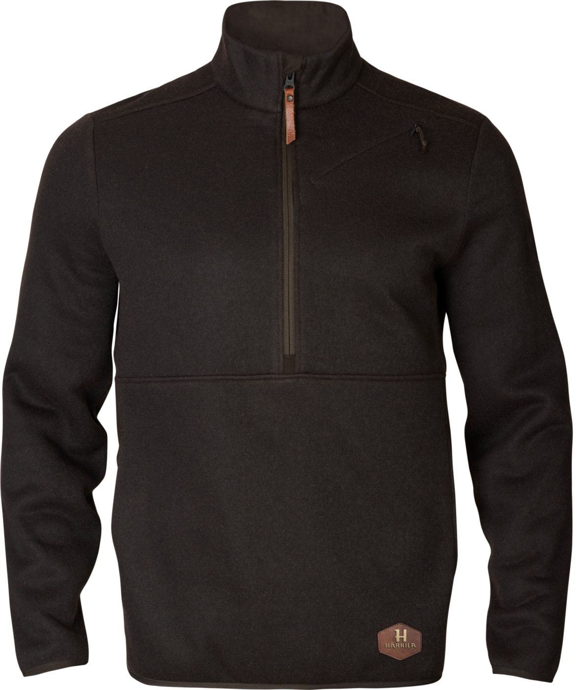 Härkila Metso Half Zip vetoketjullinen villapaita, tummanruskea