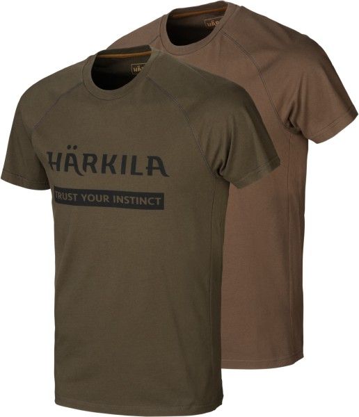 Härkila Logo T-Shirt 2-Pack Willow Green/Slate Brown