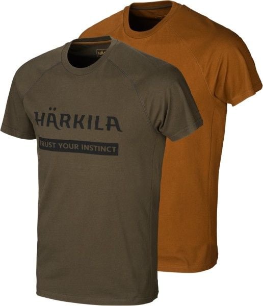 Härkila Logo T-Shirt 2-Pack Willow Green/Rustique Clay