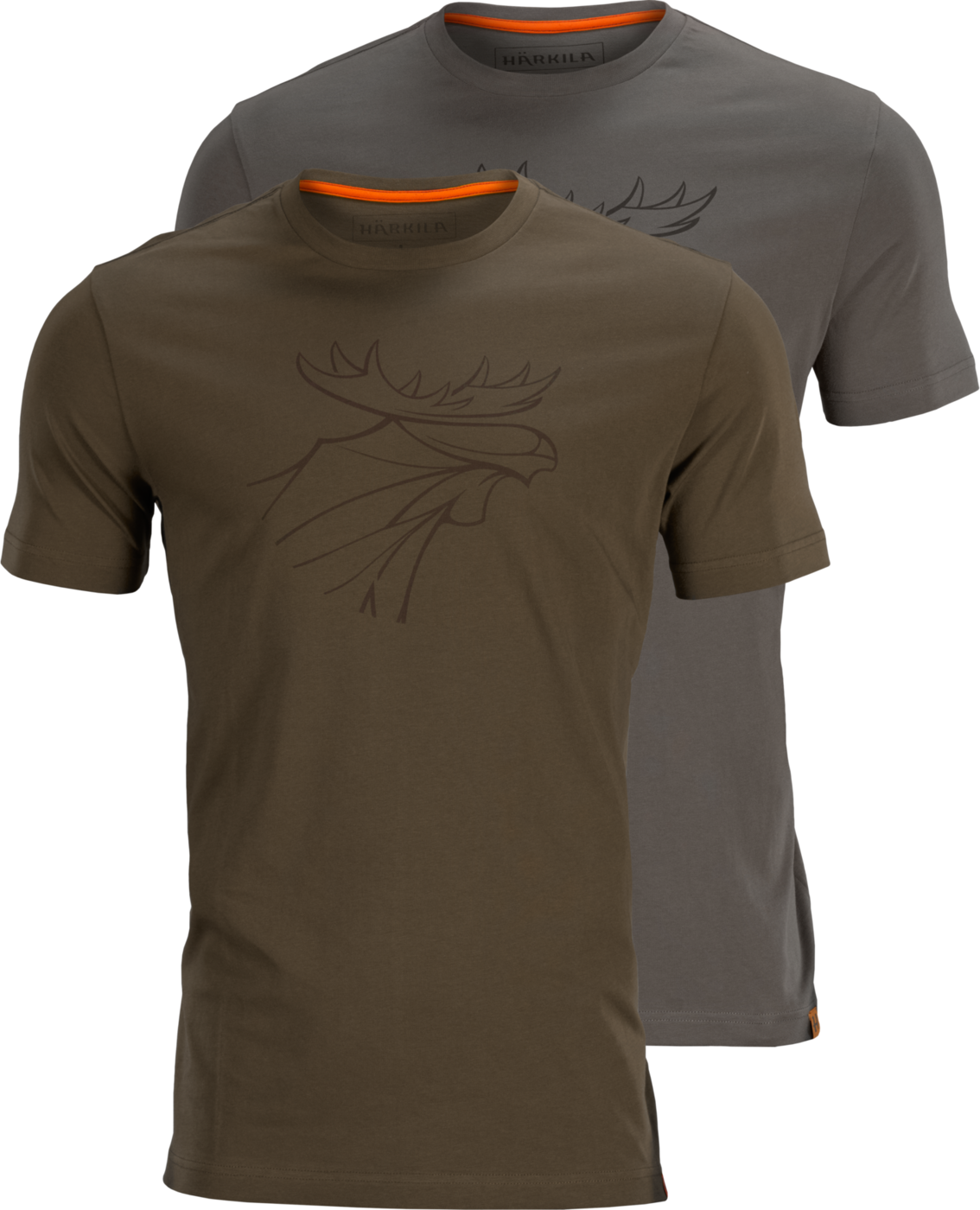 Härkila Graphic T-shirt puuvillainen t-paita, 2 kpl, ruskea/harmaa