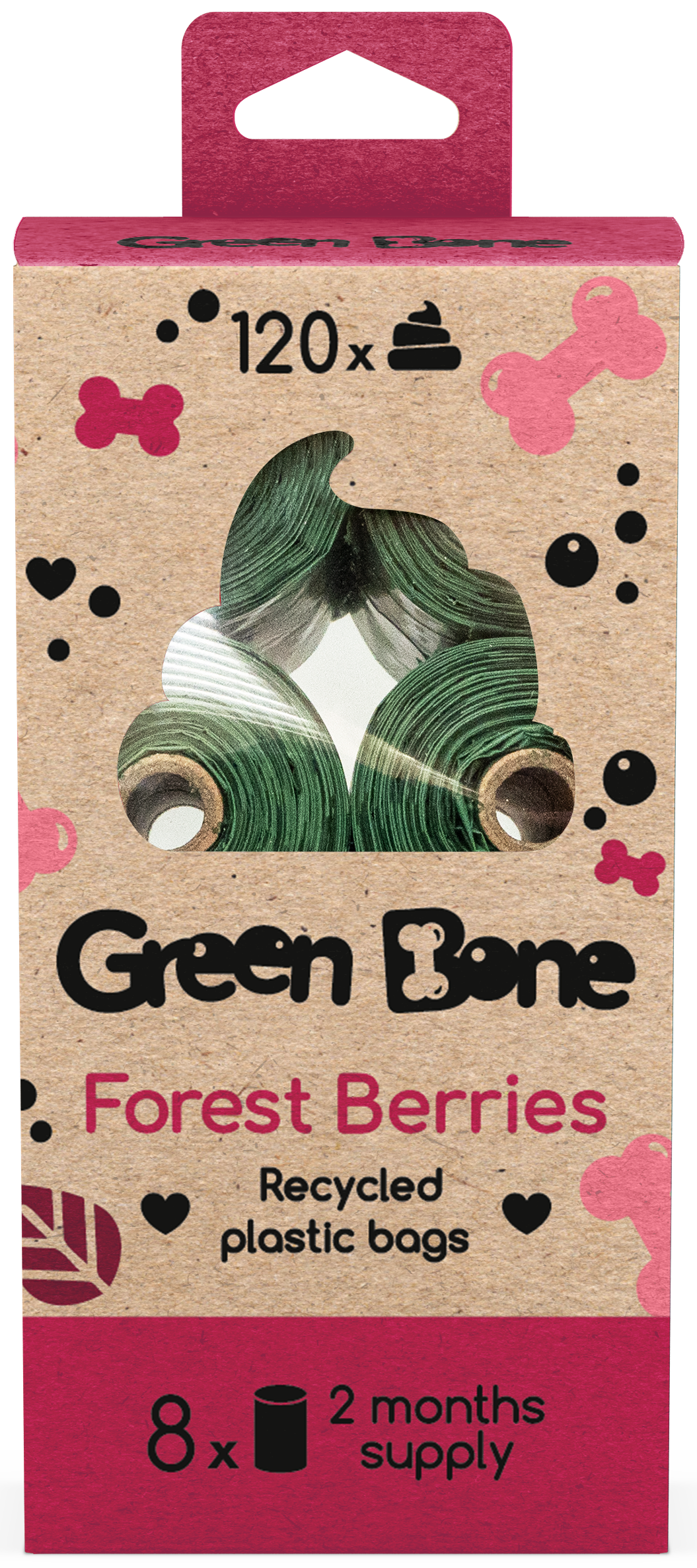 Green Bone Forest koirankakkapussit, 8 rullaa, 120 kpl