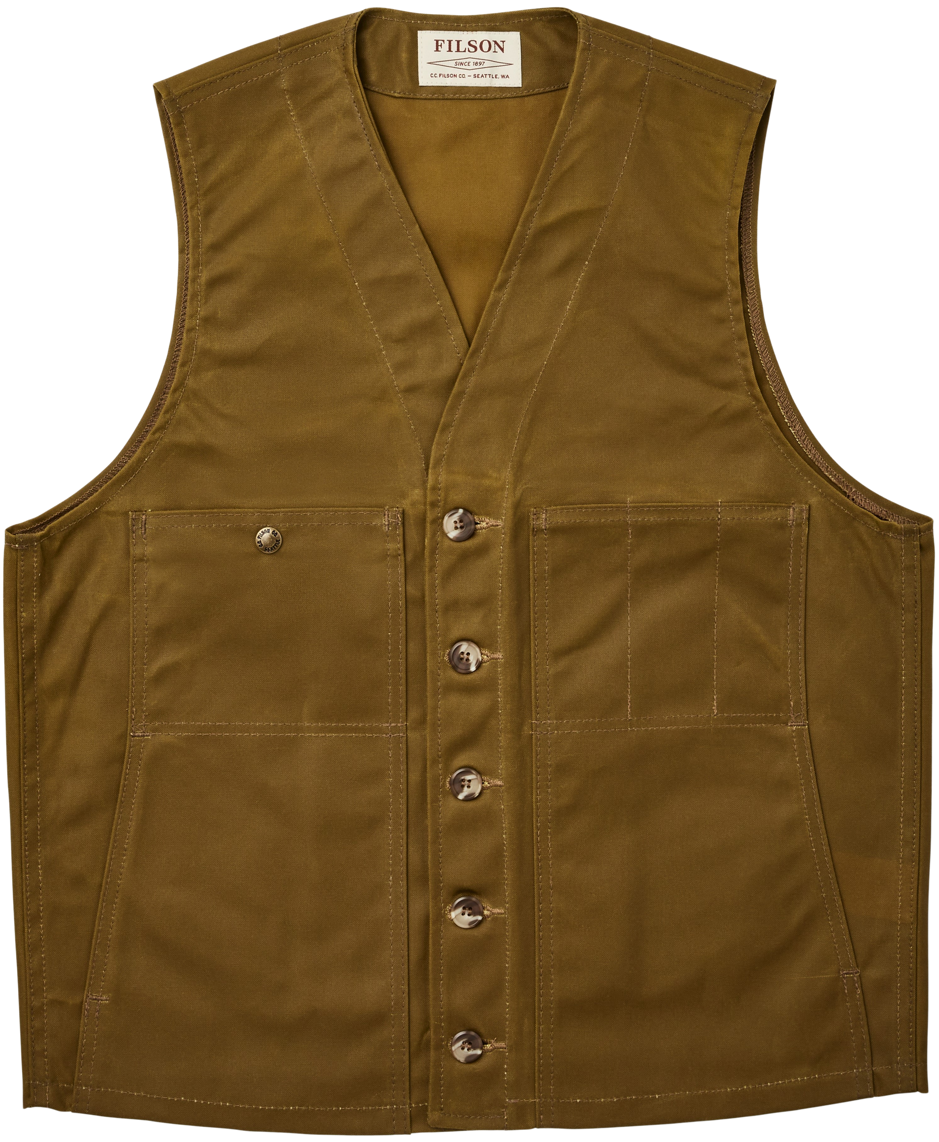 Filson Oil Tin Cloth Vest vahattu liivi, Dark Tan