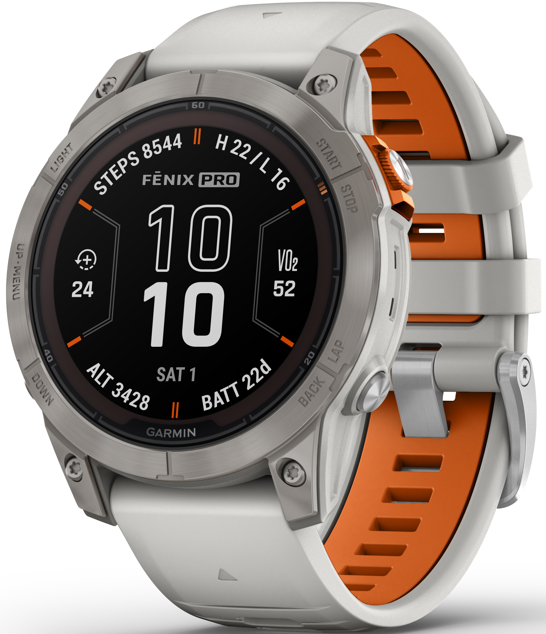 Garmin Fenix 7 Pro Sapphire Solar Titanium with Fog Gray/Ember Orange Band