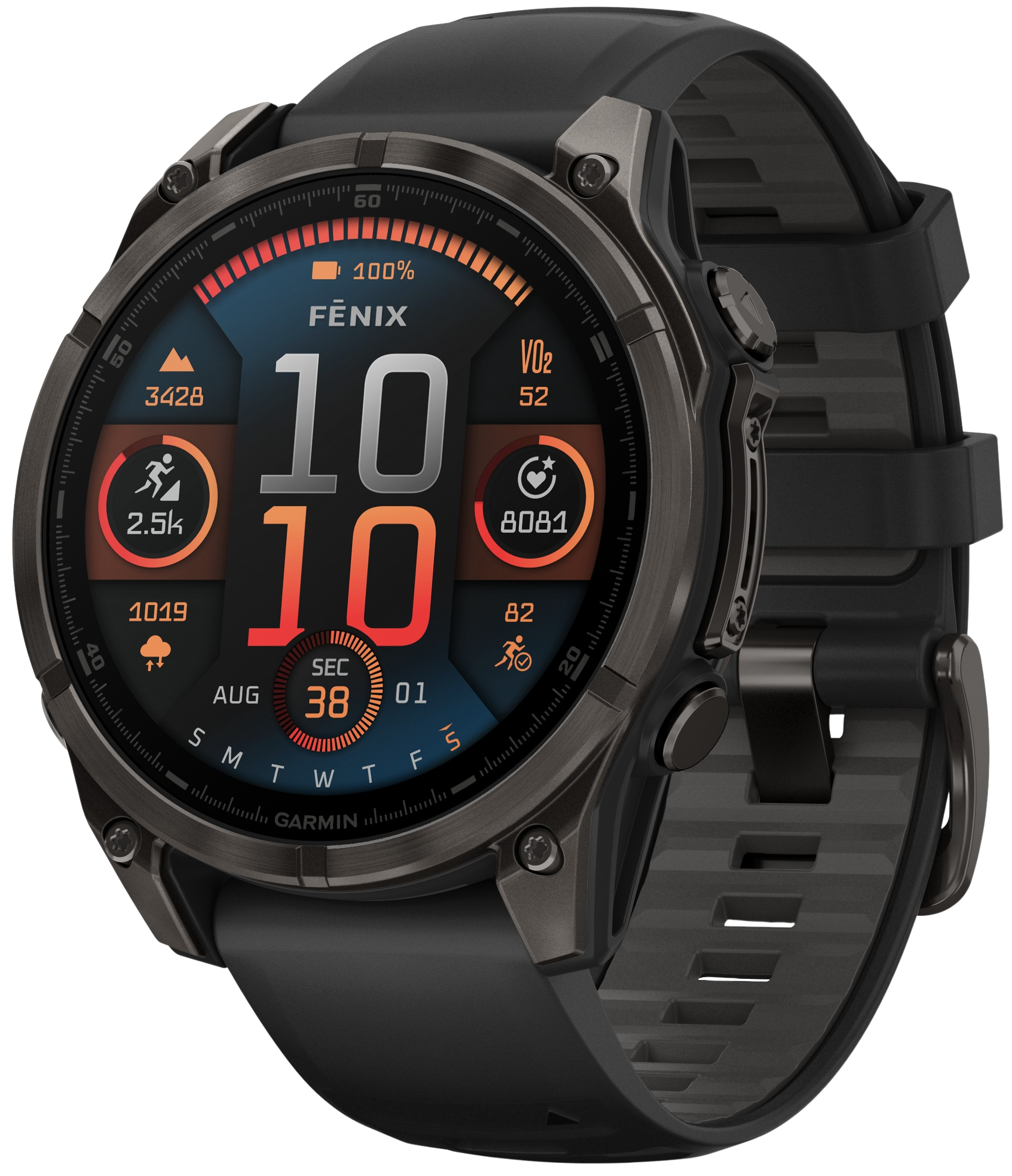 Garmin Fenix 8 47mm AMOLED Sapphire Carbon Gray DLC Titanium with Black Pebble Gray Silicone