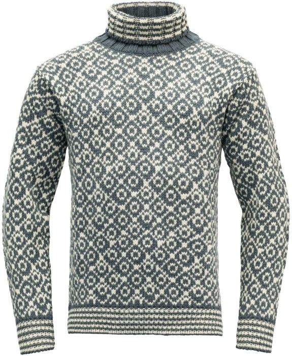 Devold Unisex Svalbard Sweater High Neck villapaita, harmaa/valkoinen