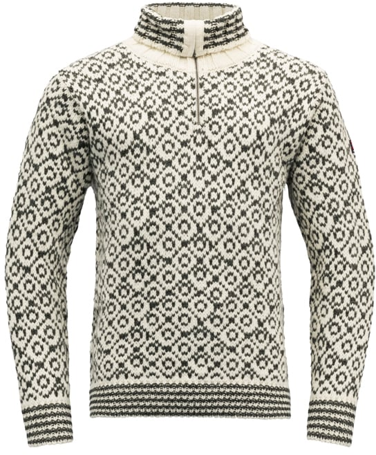 Devold Svalbard Sweater Zip Neck Off Off White/Anthracite