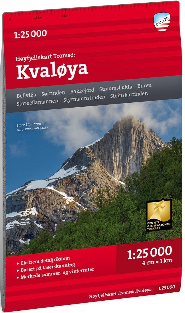 Calazo H&oslash;yfjellskart Troms&oslash;: Kval&oslash;ya 1:25 000