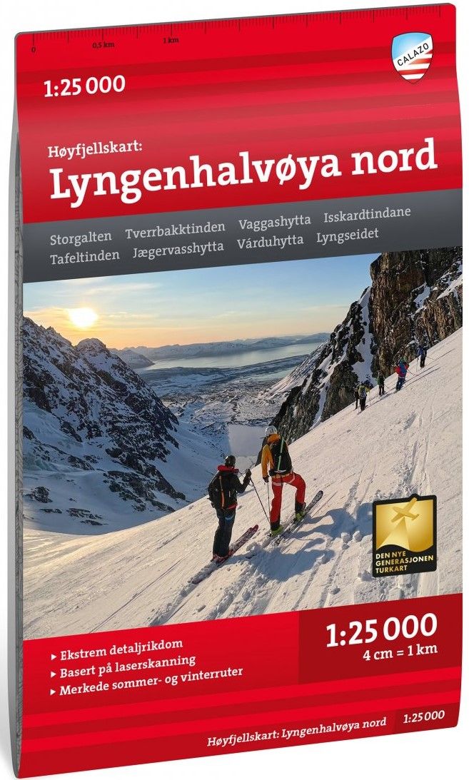 Calazo H&oslash;yfjellskart Lyngenhalv&oslash;ya nord 1:25 000