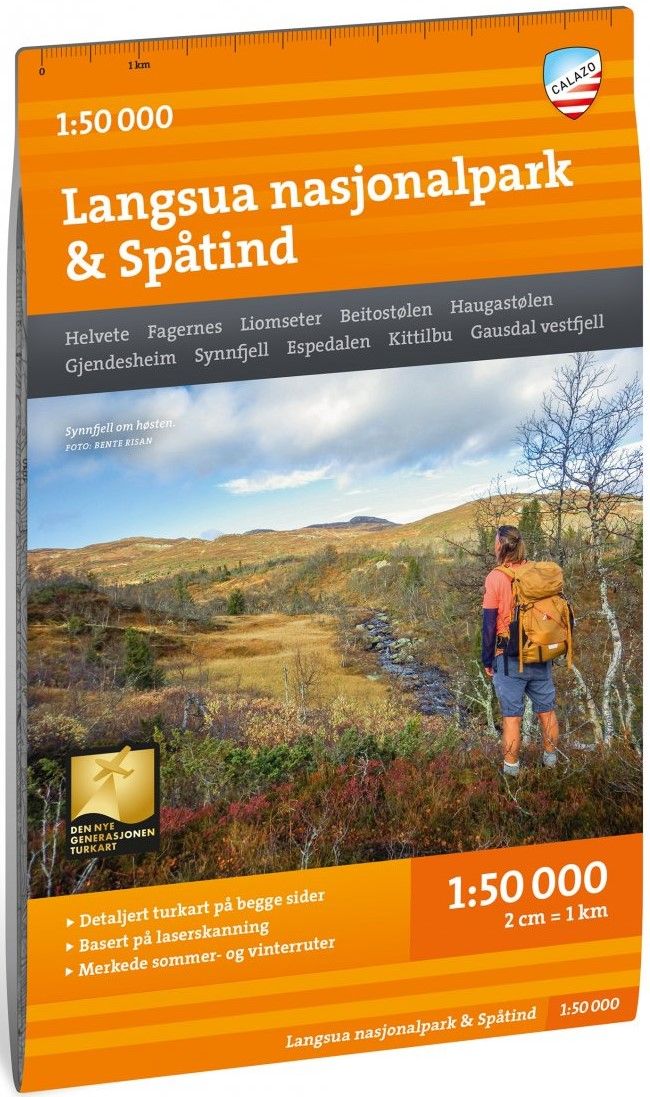 Calazo Turkart Langsua Nasjonalpark och Sp&aring;tind 1:50 000