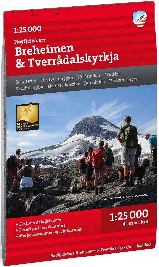 Calazo H&oslash;yfjellskart Breheimen & Tverr&aring;dalskyrkja 1:25.000