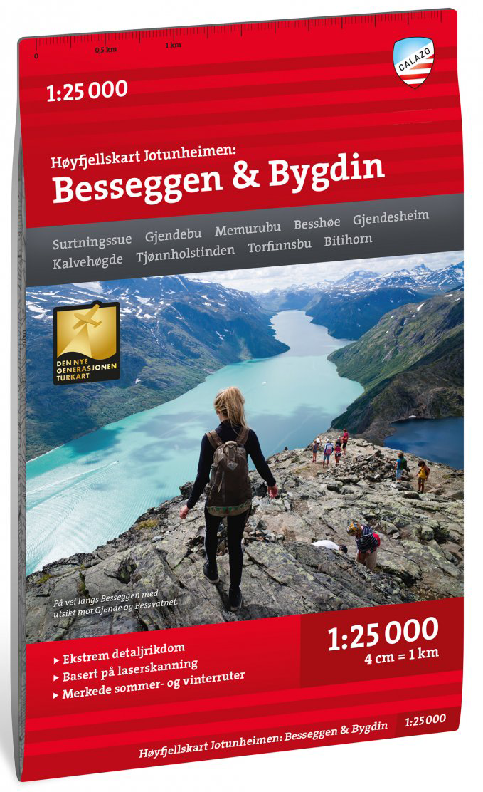 Calazo H&oslash;yfjellskart Jotunheimen: Besseggen & Bygdin 1:25 000