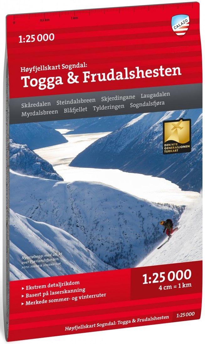 Calazo H&oslash;yfjellskart Sogndal: Togga og Frudalshesten 1:25 000