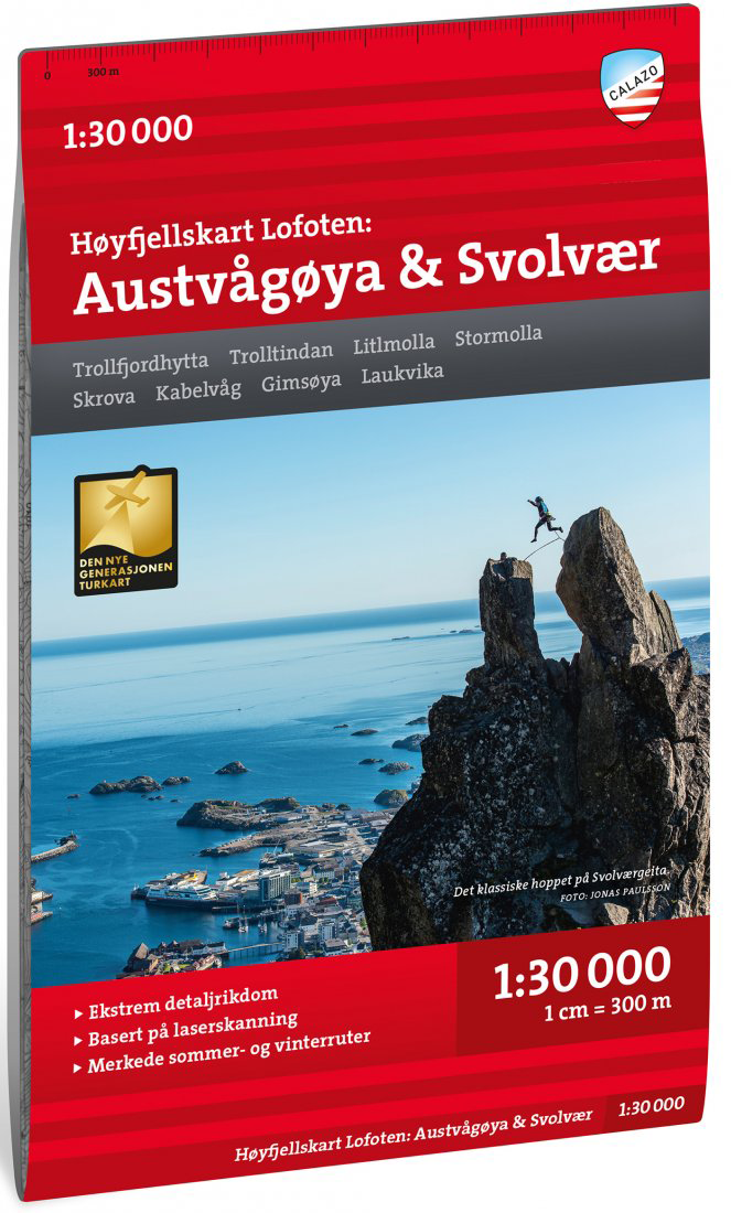 Calazo H&oslash;yfjellskart Lofoten: Austv&aring;g&oslash;ya - Svolv&aelig;r 1:30 000