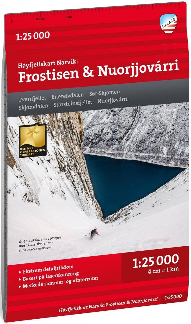 Calazo H&oslash;yfjellskart Narvik: Frostisen & Nuorjjov&aacute;rri 1:25 000