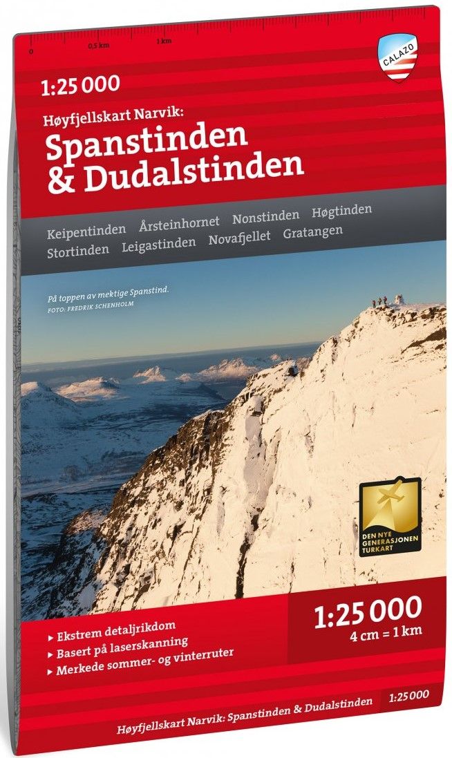 Calazo H&oslash;yfjellskart Narvik: Spanstinden & Dudalstinden 1:25 000