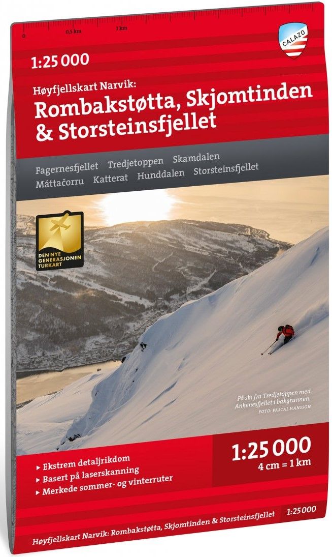 Calazo H&oslash;yfjellskart Narvik: Rombakst&oslash;tta, Skjomtinden & Storsteinsfjellet 1:25 000