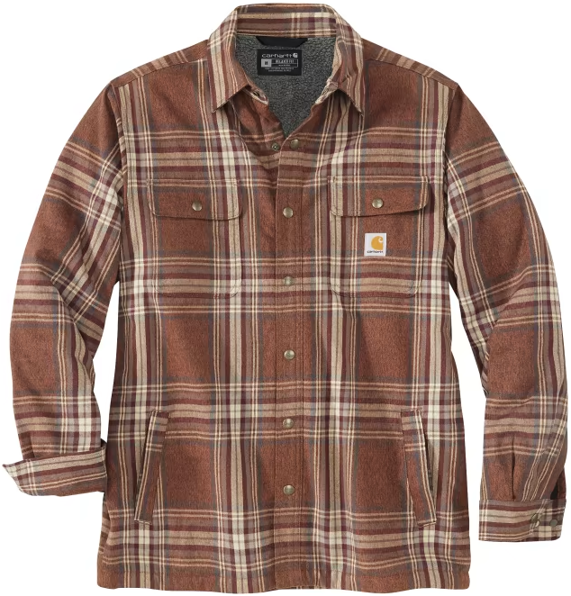 Carhartt Workwear Carhartt M's Flannel Sherpa Lined Shirt Jacket Burnt Sienna