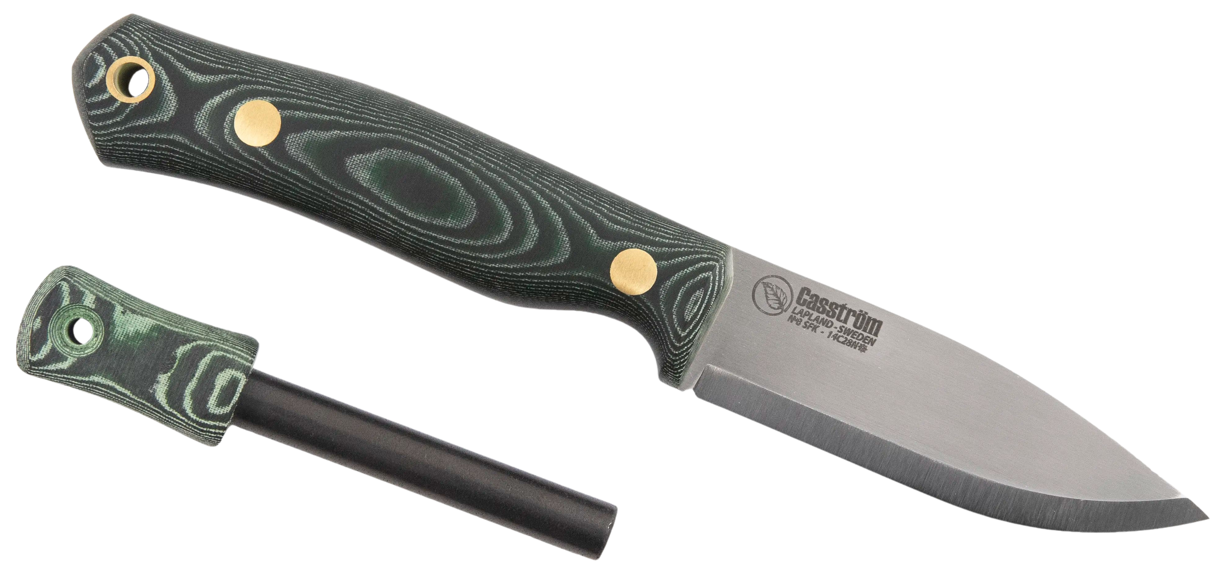 Casström No.8 SFK Grön Micarta med Tändstål