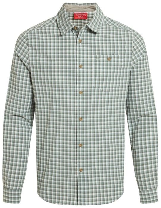Craghoppers M's NosiLife Nuoro Check Long Sleeved Shirt Lichen Green / Ecru Check