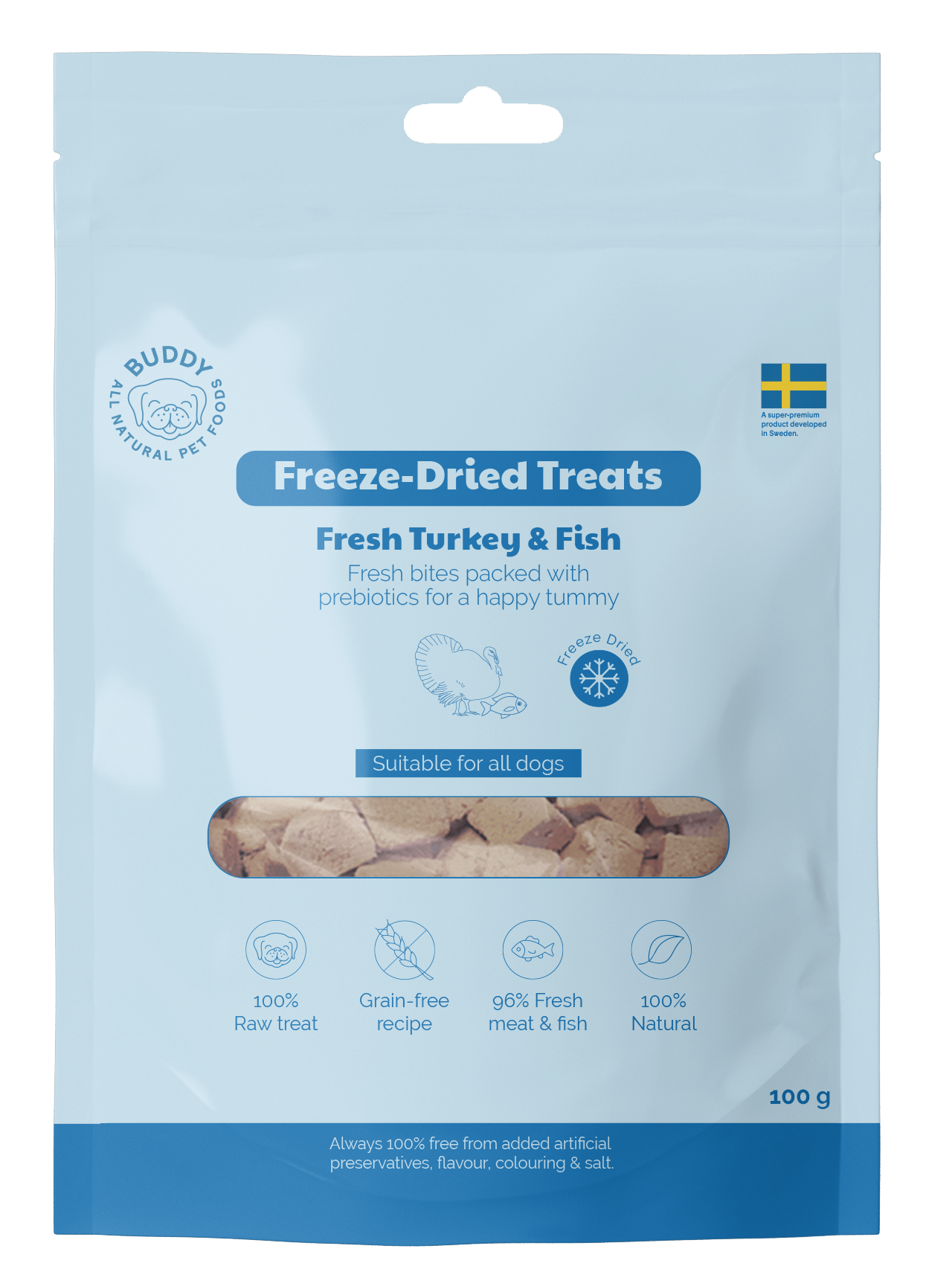Buddy Freeze Dried Treats Raw Turkey & Fish 100 g