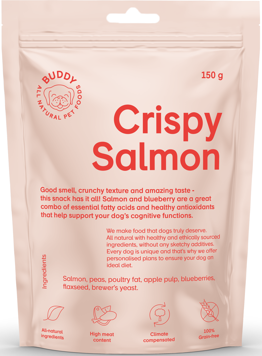 Buddy Crunchy Snack Salmon with Blueberries 150 g