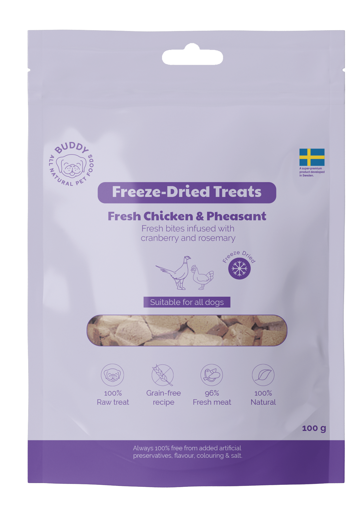 Buddy Freeze Dried Treats Raw Chicken & Phaesant 100g