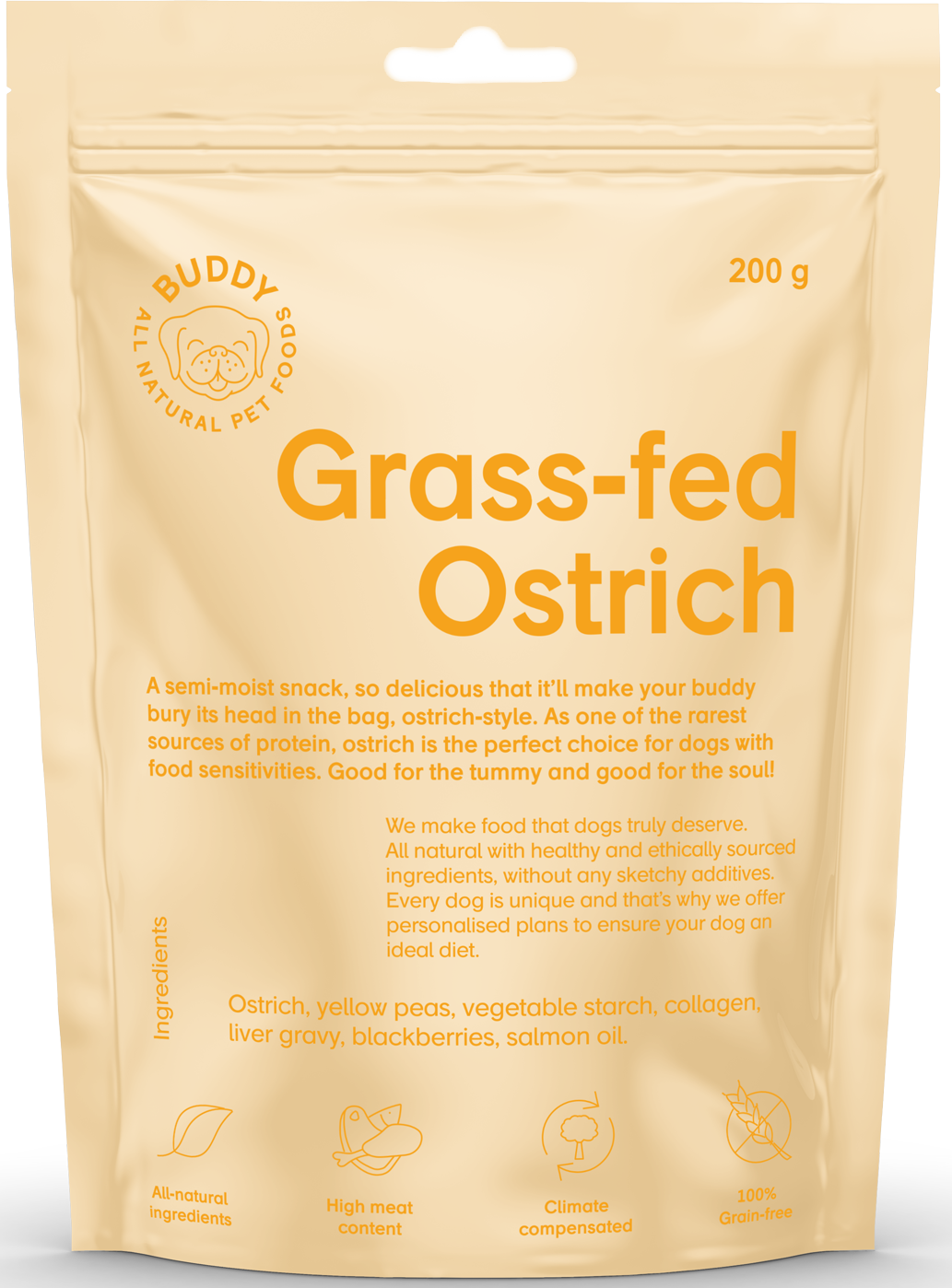 Buddy Semi-moist Snack Ostrich with Blackberries 200 g