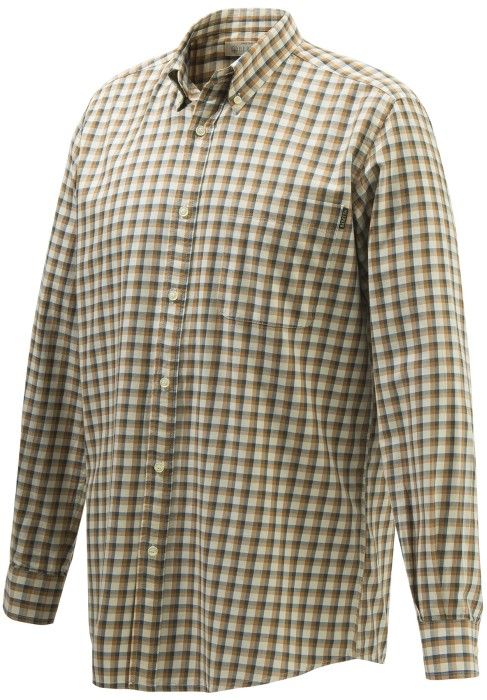 Beretta Wood Button Down Shirt Beige & Rust Check