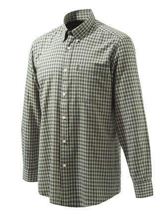 Beretta M's Wood Button Down Shirt Beige & Rifle Green Check