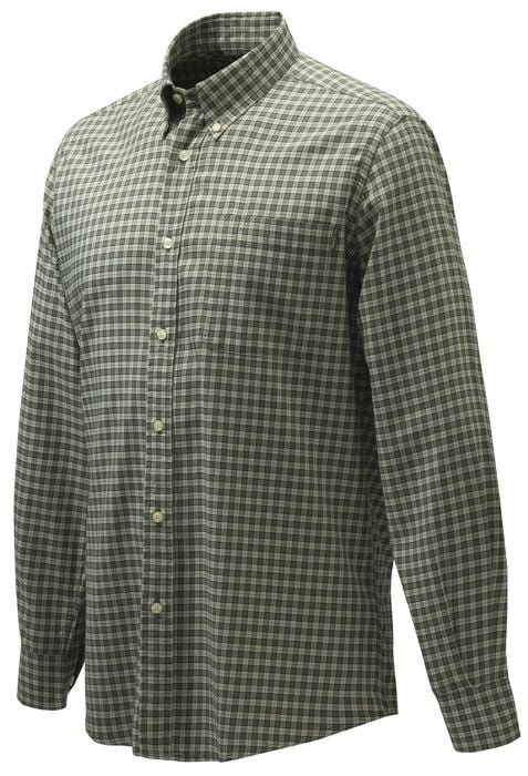 Beretta M's Wood Button Down Shirt White & Green Check