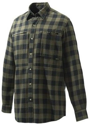 Beretta M's Overshirt Zippered Pocket Green & Black Check