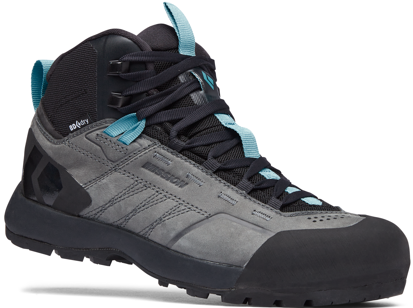 Black Diamond W's Mission Leather Mid WP Approach Shoes Steel Grey/Costal Blue