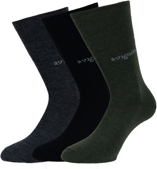 Avignon Liner Merinoull 3-pack Svart/Gr&aring;/Gr&ouml;n