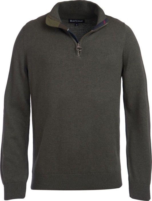 Barbour M's Cotton Half Zip Olive Marl