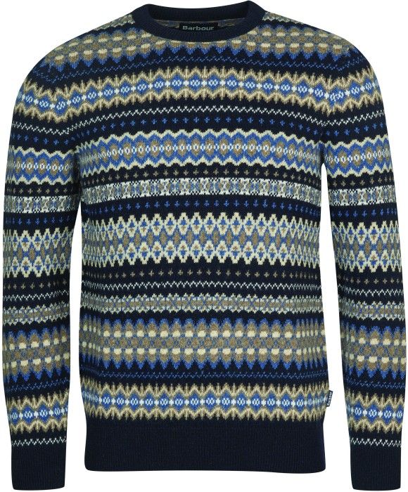Barbour M's Case Fair Isle Crew Neck Midnight