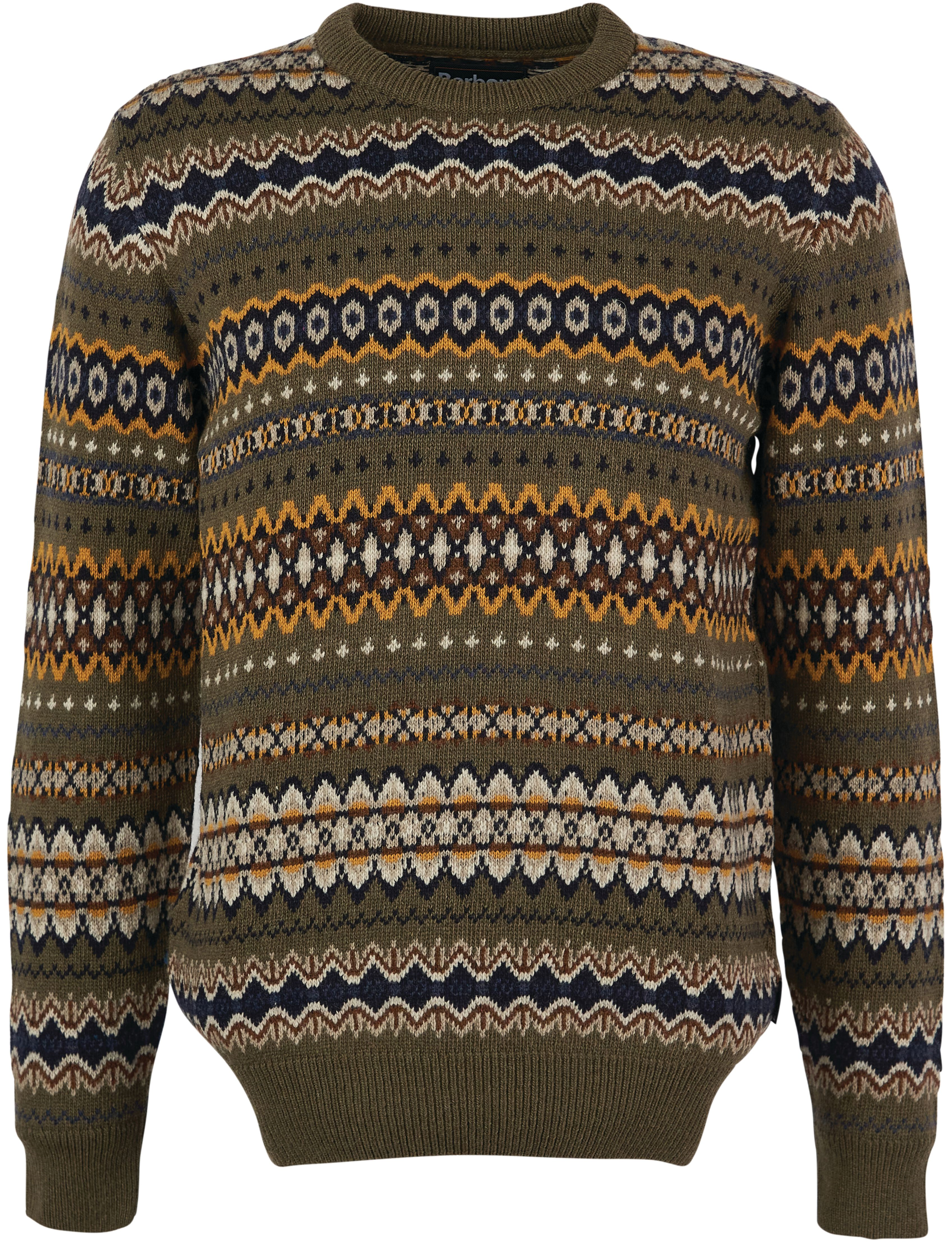 Barbour M's Case Fair Isle Crew Neck Willow